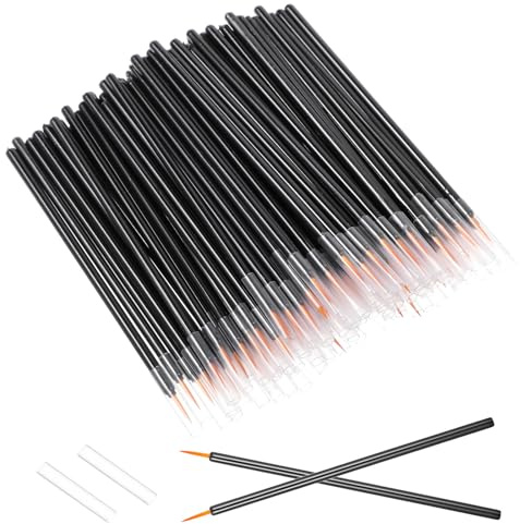 100 PCS Disposable Eyeliner Brush Set, Ultra-Fine Point Cosmetic Applicator, For Eye Makeup, Lip Liners, and Detail Painting, Disposable Mascara Wands Lip Brushes Makeup Tools (Black, Yellow)