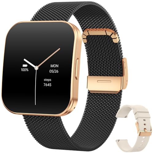 Levowatch Tiny Damen Smartwatch, 8mm dünn & Curved, Sprachsteuerung, AMOLED Always-On, 3 Armbänder, Menstruationszyklus, wasserdicht, Metallgehäuse,Telefon Funktion, Schlafüberwachung, Tracker