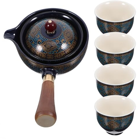 SHOWERORO Té Chino de Porcelana Azul y Tetera de Kungfu Confiable Hogar Juego de Té de Viaje Duradero Incluye Tazas para Ceremonias y Reuniones Familiares