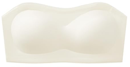 ZYKEJJDDAK Bandeau BH kvinnor halkskydd axelbandslös sömlös yoga bralette vadderad träningstub dam bandeau bh, Vit mjölk, S