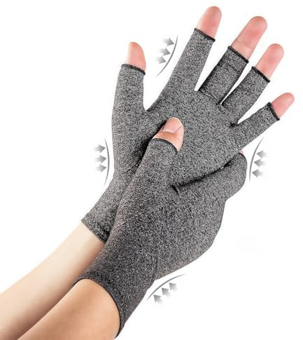 TFUSOM Arthritis Gloves for Women for Pain, Men and Women Fingerless Compression Wrap for Hand Pain and Osteoarthritis Compression Gloves Women,M,Grey
