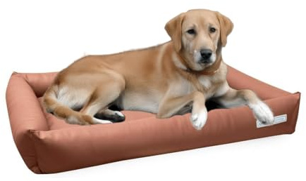 dogsfavorite, Hundebett Starter aus Kunstleder, Hundekissen, Pflegeleicht, 100 x 75 cm, Cognac