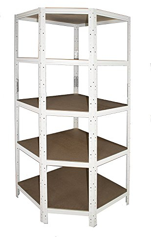 Shelf Creations Basic Eckregal Stecksystem 180x90x60cm in weiß 5 Böden für Schwerlastregale mit 90cm Tiefe: Ideale Ergänzung durch Ausnutzung der Ecken Metallregalv Kellerregal Lagerregal Garagenregal