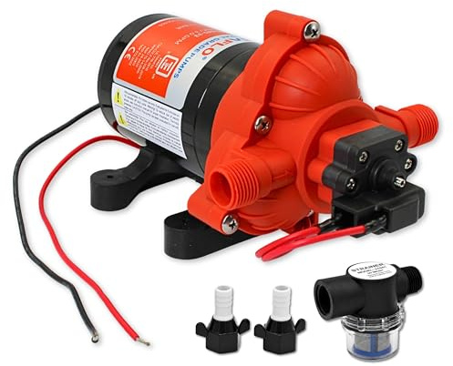 SEAFLO 33 Series DC Diaphragm Pump - 4 Year Warranty 12V, 3.0 GPM, 45 PSI, Self-Priming, Dry Operated, Integrated Pressure Switch, Ideal for Marine, RV and Water Systems