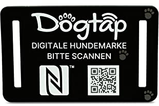 Dogtap Light Big, digitale Hundemarke für mittlere bis große Hunde, mit NFC-Chip und QR Code für Kontaktdaten und Steckbrief, aus Silikon, wasserfest, flexibel, 67 x 40 mm