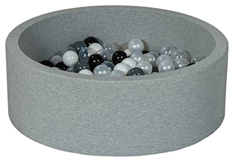 Velinda Bällebad Ballpool Kugelbad Bällchenbad Bällchenpool Kinder Pool mit 200 Bällen (Farbe der Bälle: schwarz, weiß, perlweiß, transparent, grau)