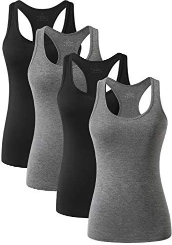 vislivin Workout Tanktops für Damen Racerback Yoga Tanks Basic Sportliche Activewear-4er Pack Schwarz/Dunkelgrau/Schwarz/Dunkelgrau M
