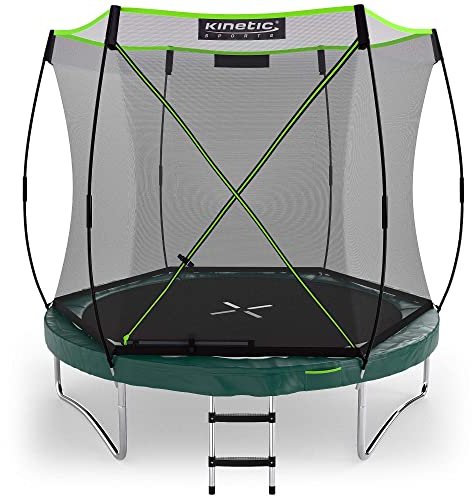 KINETIC SPORTS Trampolin Federlos-Design 'Bungee Safety Elite' Ø 244/305/366 cm - AirMAXX Sprungtuch-Technologie, Ultraleise, Outdoor Gartentrampolin für Kinder & Erwachsene