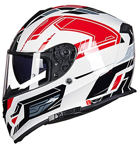 Integralhelm Motorrad Klapphelm Doppelvisier DOT/ECE-Zertifizierung Motocross-Helm Herren Damen Motorrad Moped Street Helm Motor,Rot,M