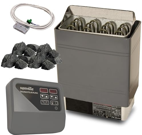 vanvilla Saunaofen 4.5KW wahlweise 230V 380V Aussensteuerung Saunasteine | Sauna Ofen Finnische Sauna Fasssauna Gartensauna