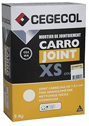 CEGECOL CARROJOINT XS, Mortero de lechada de baldosas, juntas delgadas de 1 a 6 mm, suelo y pared interior y exterior, compatible CG2WA, blanco 5 KG