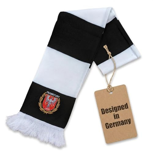 Generisch Frankfurt Fan-Schal – Hochwertiger Balkenschal – Schwarz-Weiß mit Stickerei