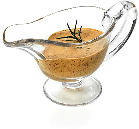 G Glass Gravy Boat and Tray For Gravy Warming Sauces Salad Dressings Milk Broth Coffee Creamer Microwave & Dishwasher Safe 10 oz, Crystal Clear