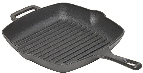 Home Basics Vorgebranntes Kochgeschirr aus Gusseisen | 20,3 cm, 26,7 cm, 30,5 cm rund mit Ausgießer | 25,4 cm quadratisch | 48,3 cm Grillplatte (25,4 cm quadratisch)