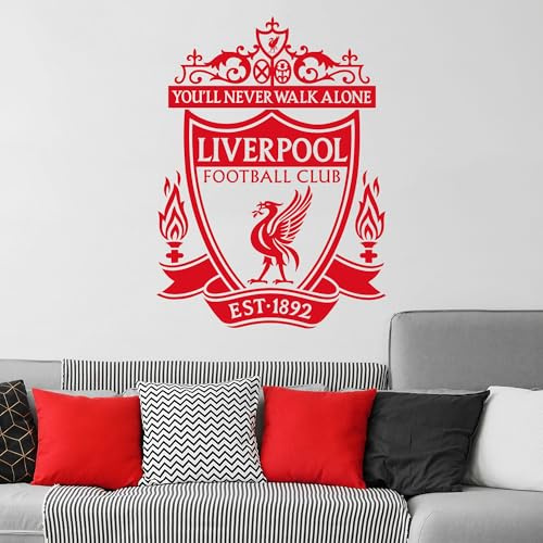Liverpool FC Wall Sticker - One Colour Crest Wall Decal Football Art Mural (60cm Height x 40cm Width)