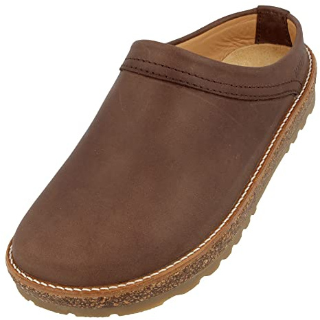 HAFLINGER Travel-Cassic Eleganter Clog aus Leder Gummisohle und Kork Latex Fußbett