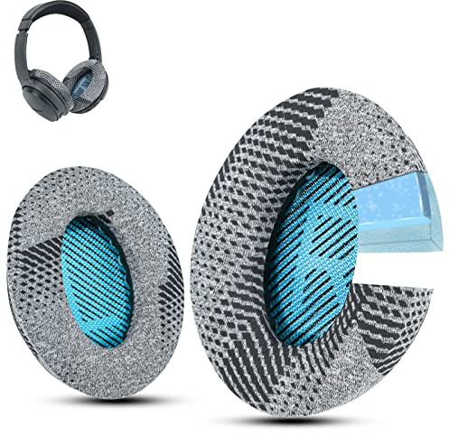 Krone Kalpasmos Kühl Gel Profi Bose Ersatz ohrpolster passend für Bose QuietComfort 35 ii /QC45/ QC35 / QC25 / QC2 / QC15 / Ae2 / Ae2i / Ae2w / SoundTrue und SoundLink - graues Musterstoff (Blau)