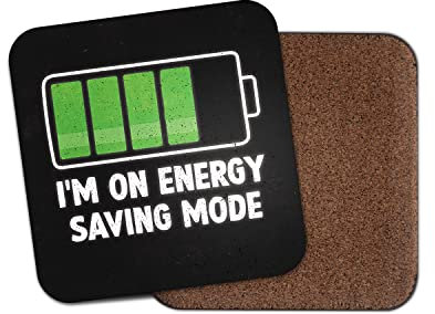 Square Single Coaster - Energy Saving Mode Tired Battery Sleep Self Deprecating Humour Insults Joke Funny Drinks Bedroom Room House #79842