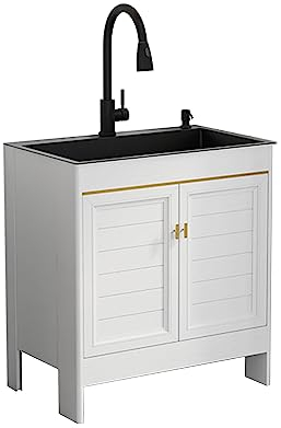 Lavello Cucina con Mobile,Lavandino Cucina in Acciaio Inox,Cucina Componibile,Lavello da Esterno Giardino,Multifunzione,Lavello da Cucina Autoportante 1 Vasca,con Rubinetto Estraibile e Accessori ( Co