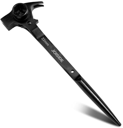 JOISIDE Chiave per Ponteggi 4 in 1 | 19 x 22 mm Chiave a Cricchetto per Radiatori Martello Estrattore di Chiodi Punzone Conico e Cricchetto Reversibile