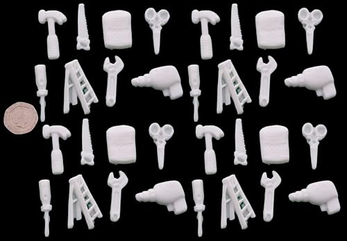 32 x Edible 3D Mixed Tools Set icing toppers, cake cupcakes decorations (Bespoke)