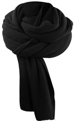 NATUCE Winterschal Damen XXL, 200 x 60 cm Winterschal aus Acryl, Lange Warm Weich Damenschal Winter, Halstuch Strickschal für Frauen, Herren, Outdoor (Schwarz)