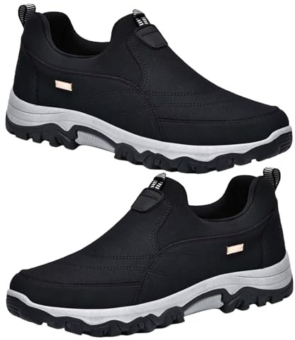 AZMAHT Zapatillas Hombre Invierno Plus Velvet Zapatos Hombre sin Cordones Zapatillas Hombre sin Cordones Deportivas Hombre Mocasines Zapatos ortopédicos Hombre,Negro,43/265mm