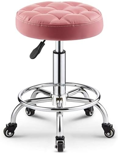 DDKYHU Hocker auf Rollen, Friseurstuhl, Schönheitshocker, Barstuhl, Lift, Drehstuhl, Friseursalon, Schönheitssalon, Bar (Rosa) (Rosa)