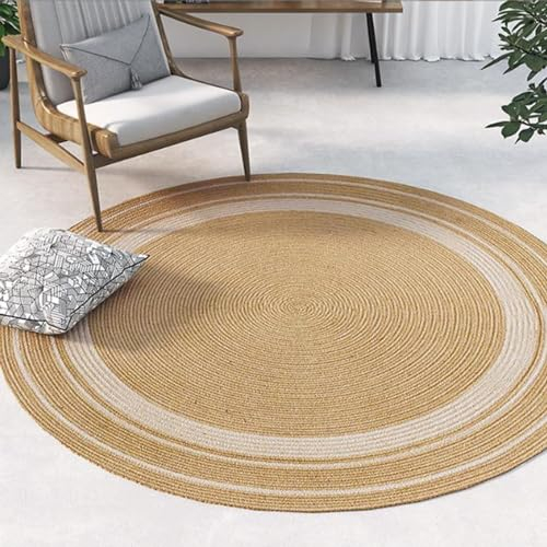 Yiustldd 120cm, Rundhaus Naturaler Teppich für Wohnzimmer handgewebten Jute Teppich, Bohemian Wohnzimmer Farm Haus Teppiche Küche Wohnzimmer Dekor Dekor