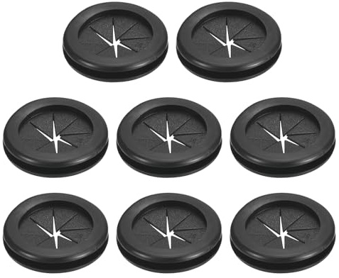 sourcing map 8Pcs Rubber Grommets 1-1/8(29mm) ID 1-1/4(32mm) Drill Hole Double Sided Firewall Hole Plugs Round Electrical Wiring Gasket, Black