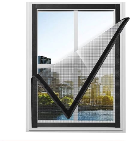 Insektennetz FüR Fenster 110x160cm Schwarz Fliegengitter-Fenster Rahmen Falttür Anti-Aging für Türen/Patio