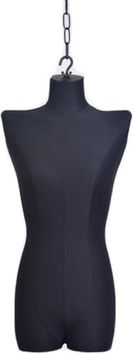 Schaufensterpuppe, Torso, weiblich, für Schaufenster, Kleiderständer, zum Aufhängen, Schneiderpuppe im halben Maßstab, mit 150 cm langer Kette, für Hochzeiten, 2 Farben, Schwarz (Einheitsgröße)