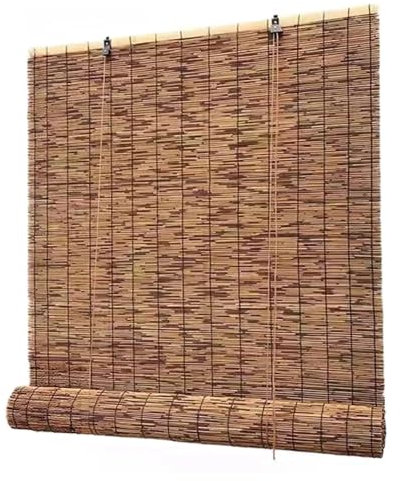 Bambusrollos Wasserdicht für den Außenbereich, Verdunkelungs-Sonnenschutz, römische Fensterläden – Anti-UV-Staubdichter Vorhang für Innen/Garten/Terrasse