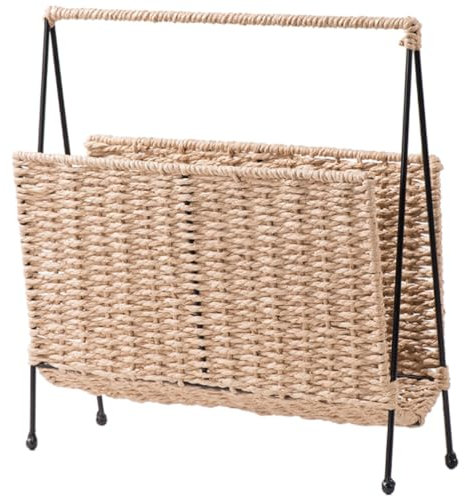 Handgewebter Zeitschriftenhalter, Weidenkorb, Rattan, Zeitschriftenständer, Aufbewahrungskorb, Bauernhaus, Buch, Zeitungshalter, Akten, Organizer für Badezimmer, Büro