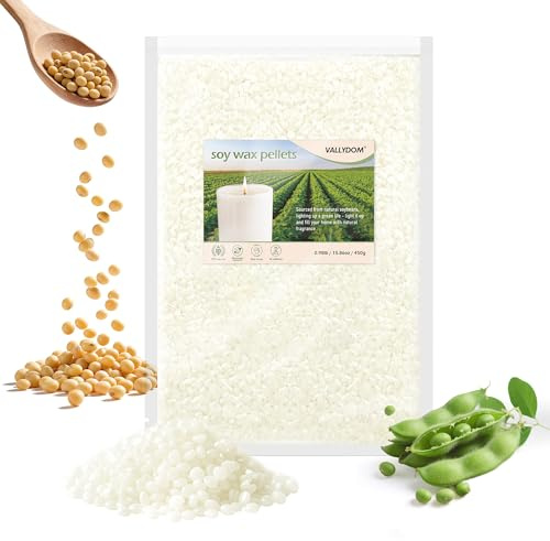 VALLDOM Sojavax för ljusframställning 450 g, organisk sojavax, stearinljus, stearinljus, sojavaxpellets inga tillsatser, ljusvax, för att göra doftljus