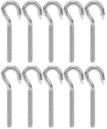 Baxnore 10 Stück Mehrzweck-Schraubhaken, rostfreier Edelstahl, Wandmontage-Schraubhaken, Wandbecherhaken, leichter Schraubösenhaken für mechanische Geräte zu Hause (M6)