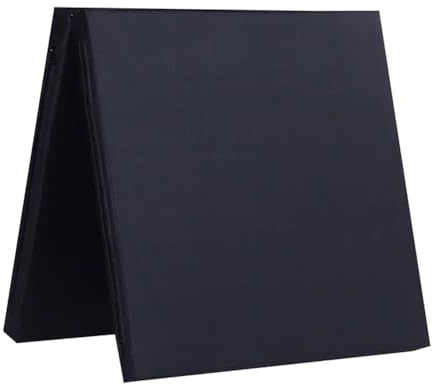 Colchoneta de gimnasia, esterilla de gimnasio, colchón plegable con asa, grosor de 5/10 cm, tela Oxford/cuero PU, alfombrilla de suelo, cama de invitados de suelo con funda extraíble (Negro-PU