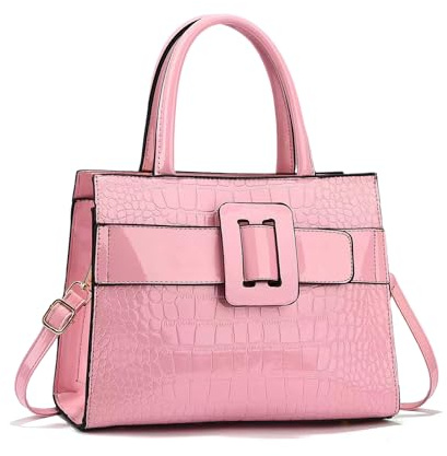 NICOLE & DORIS Stylish Handbags for Women Elegant Top Handle Bag Patent Leather Ladies Work Bag Shoulder Bags Crossbody Bag Multi Pocket Handbag with Clasp