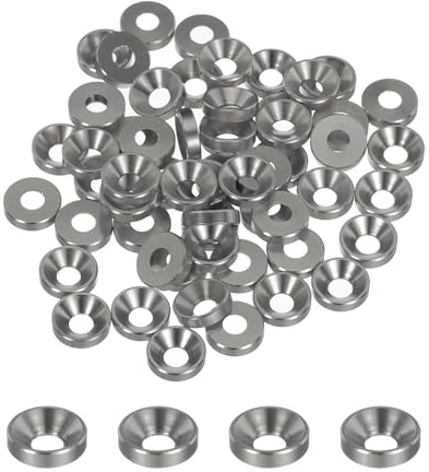 QUARKZMAN Arandelas Cónicas M4 con Cabeza Avellanada, Arandelas de Aluminio Anodizado para Tornillos Rc/Fpv/Pc/Drones/Accesorios Mecánicos, Paquete de 50 (Gris Titanio)