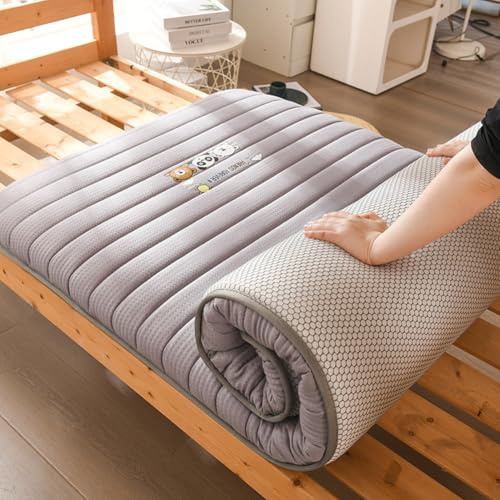 Colchón Futón Japonés, Colchón de suelo de 5 cm de grosor, Colchón Tatami, para dormitorio, plegable, Colchón Tatami, portátil, enrollable, Colchón de camping, Colchón de suelo (gris, 90 x 190 cm)