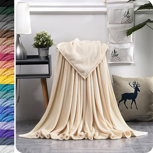GAIFNAG Kuscheldecke Decke Sofa Strickdecke 50 x 70 cm Extra Weich, Warme Gemütliche, Pflegeleichte Wohndecke Warm Winter Weich für Frauen, Männer, Haustier, Familie, Creme Farben