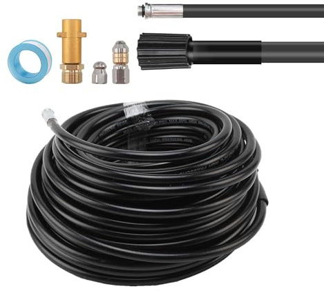 Felenny Tuyau de nettoyage de canalisations 30 m - Compatible avec Karcher K2 K3 K4 K5 K6 K7 - Tuyau haute pression - 180 bar - Kit de nettoyage pour canalisations et tuyaux bouchés