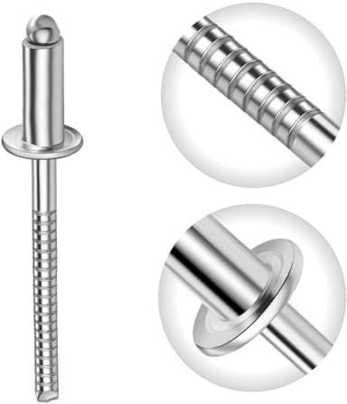 Gabex Remaches ciegos de cabeza plana de acero inoxidable A2, tamaños 3,0-6,4 mm de diámetro, mandril ranurado (4,8 x 12 mm, 100 unidades)
