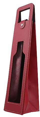 LOLIPPYY Bolsa Capacidad Resistente de Cuero Rojo y Diseño Elegante Asa para Botella de Vino para Fiestas y Ocasiones Obsequios