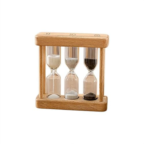 Dreifach-Sanduhr aus Holz, 1 + 3 + 5 oder 3 + 5 + 7 Minuten Sanduhr zum Kochen, Klassenzimmer & Zeitmanagement, Retro-Schreibtischdekoration 2025 B