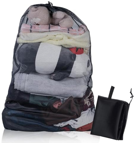 24x36 Inch Large Mesh Laundry Bag, Reusable Net Drawstring Bag For Washing Machine,Travel Organiser Laundry Pouch For Protecting Clothes Delicates Underwear Socks