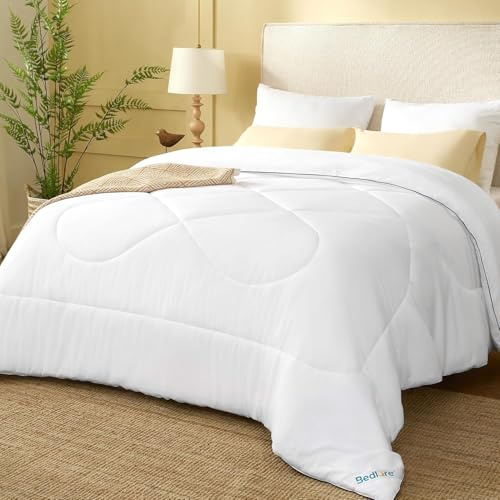 BEDLORE Bettdecke 155x220cm, Atmungsative Ganzjahresdecke ohne Bezug (Weiß)