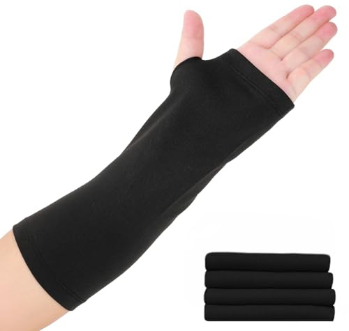 Lnngub 4 coperture elastiche per braccio, corte, senza dita, rimovibili, per braccia, polsi, vasca da bagno, doccia e gessetti sportivi, colore: nero