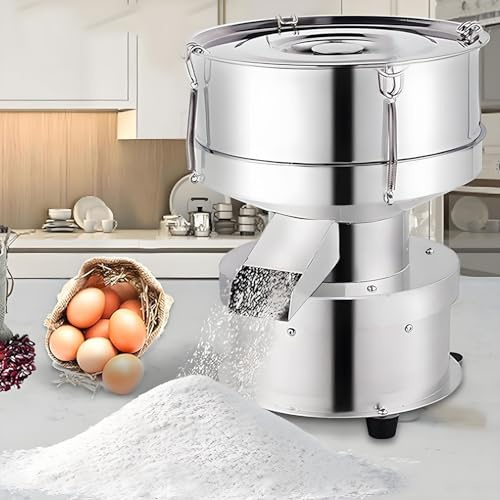 AityBuy Kommerzieller Mehlsieb Aus Edelstahl, Elektrische Sieb-Vibrationsmaschine, 50-W-Automatik-Siebschüttler Mit Edelstahlsieb, Für Pulverpartikel Und Flüssigkeiten 10cm-180mesh