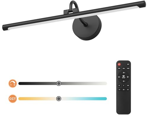 Tipace Hardwired Black Picture Lights for Paintings,23.6IN 3CCT Dimmable Modern Gallery Light with Remote Control Led Wall Art Lighting Display Artwork